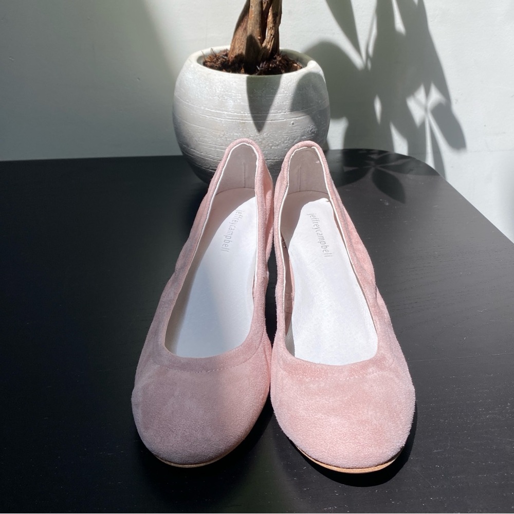 Jeffrey Campbell Pink Suede Low Block Heel Pumps - Picture 2 of 10